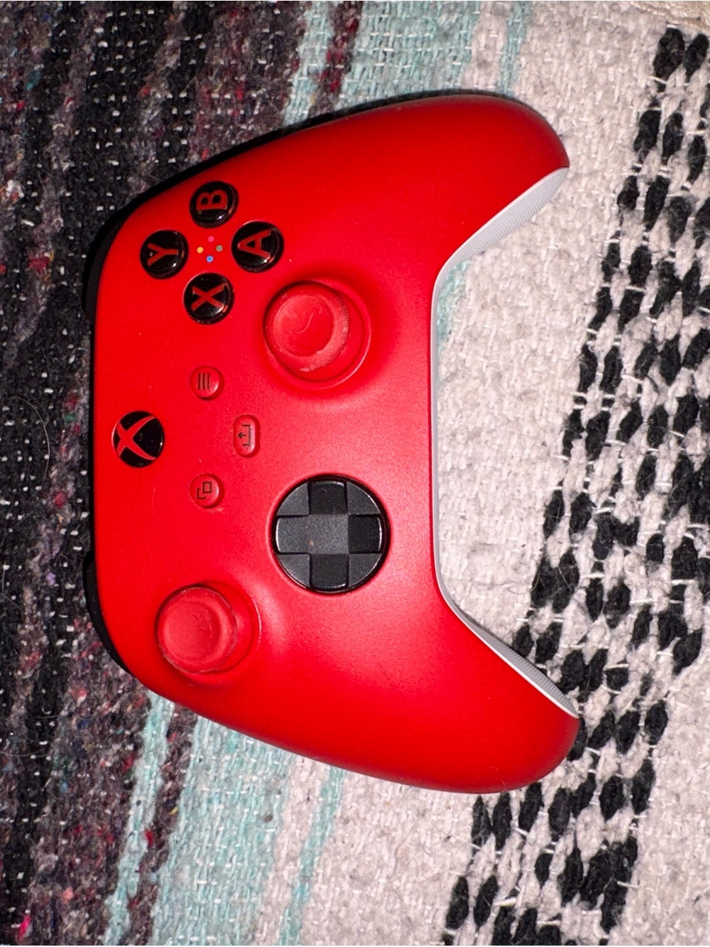 Wireless Red Gaming Controller with Textured Thumbsticks